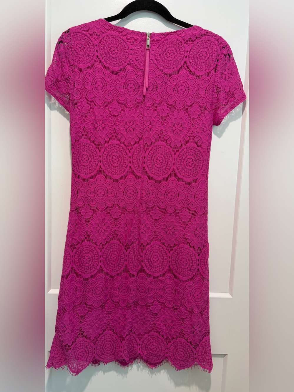 Laundry Shelli Segal Fuchsia Lace Sheath Mini Dress 6 Y2K Romantic Cocktail - Picture 8 of 9